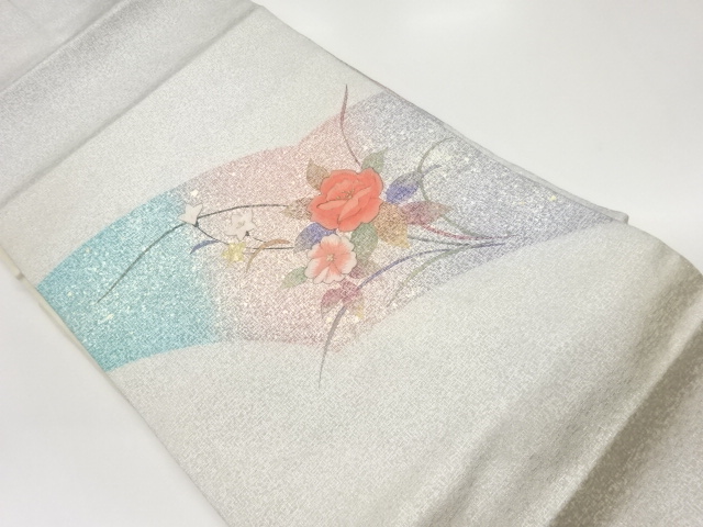 JAPANESE NAGOYA OBI / EMBROIDERY / KINSAI / FLORAL PLANTS
